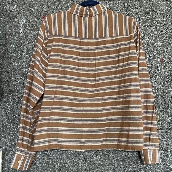 Grade & Gather Brown/Black/Tan Striped Shirt M - Picture 5 of 5